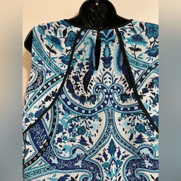 ALYX, size 1X, blue, teal, black, and white dressy tank. - Picture 8 of 9